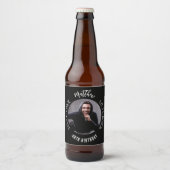 Verjaardag zwart wit foto bier etiket (Voorkant)