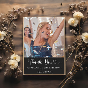 Verjaardag zwart wit foto hart bedankkaart