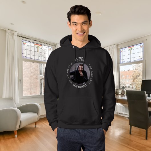 Verjaardag zwart wit foto man myth legende hoodie