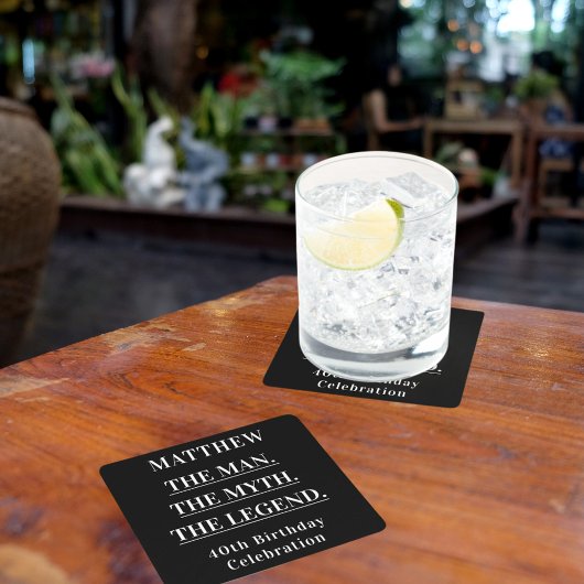 Verjaardag zwart wit foto man myth legende kartonnen onderzetters