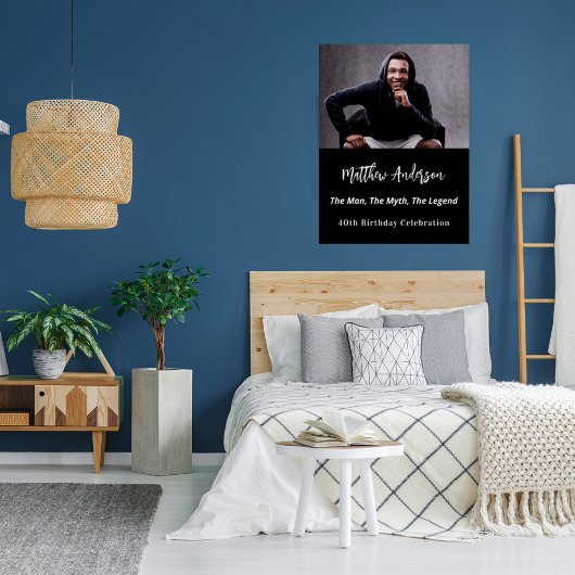 Verjaardag zwart wit foto man myth legende poster