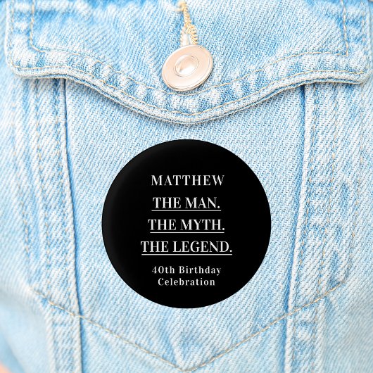 Verjaardag zwart wit foto man myth legende ronde button 3,2 cm