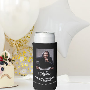 Verjaardag zwart wit foto man myth legende seltzer blikjeskoeler