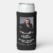 Verjaardag zwart wit foto man myth legende seltzer blikjeskoeler (Seltzer Voorkant)