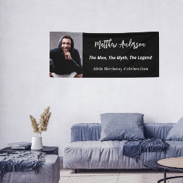 Verjaardag zwart wit foto man myth legende spandoek