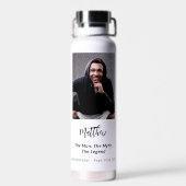 Verjaardag zwart wit foto man myth legende waterfles (Achterkant)