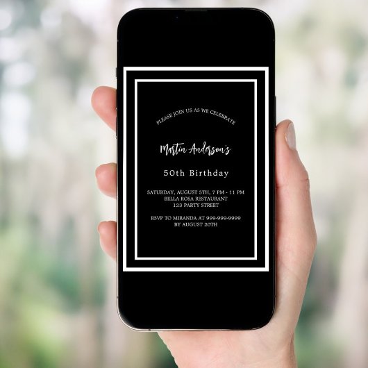 Verjaardag zwart wit minimalistische mannen guy kaart