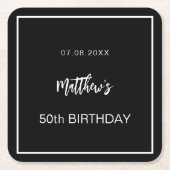 Verjaardag zwart wit minimalistische mannen guy kartonnen onderzetters (Voorkant)