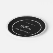 Verjaardag zwart wit minimalistische mannen guy papieren bordje (Gekanteld)