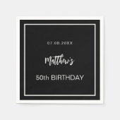 Verjaardag zwart wit minimalistische mannen guy servet (Voorkant)