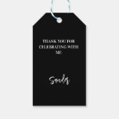Verjaardag zwart wit script dank je cadeaulabel (Achterkant)