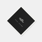 Verjaardag zwart wit script elegante minimalist servet (Hoek)