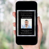 Verjaardag zwart zilver foto luxe kaart