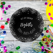 Verjaardag zwart zilver glitter meisje naam papieren kommen