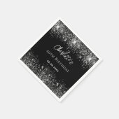 Verjaardag zwart zilver glitter schittert servet (Hoek)