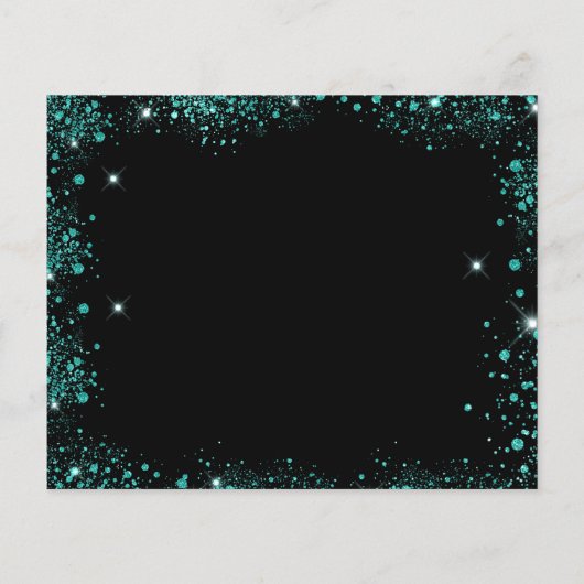Verjaardag zwarte blauwgroen groene glitter met ui (Achterkant)