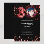 Verjaardag zwarte foto gouden sterren kaart (Voorkant / Achterkant)