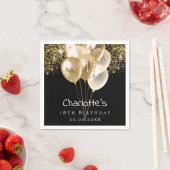 Verjaardag zwarte gouden ballonnen glitter servet (Insitu)