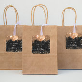 Verjaardag zwarte gouden ballonnen partij gunst vierkante sticker