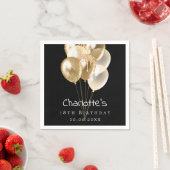 Verjaardag zwarte gouden ballonnen servet (Insitu)