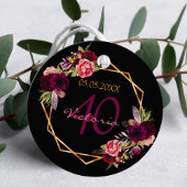 Verjaardag zwarte gouden bloem burgundy dank je we bedankjes labels