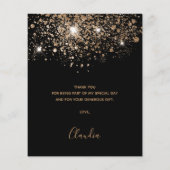 Verjaardag zwarte goudglitter begroting bedankt flyer (Achterkant)
