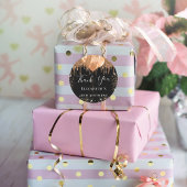 Verjaardag zwarte goudglitter naam bedankt ronde sticker