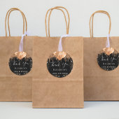 Verjaardag zwarte goudglitter naam bedankt ronde sticker