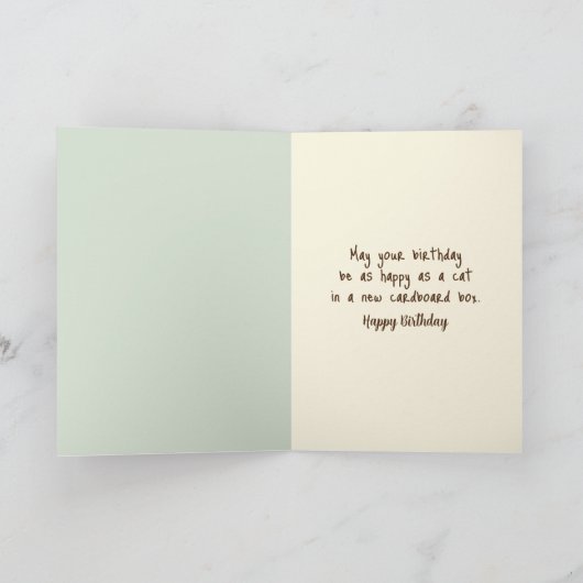 Verjaardag zwarte kat in een doos kaart (Binnen)