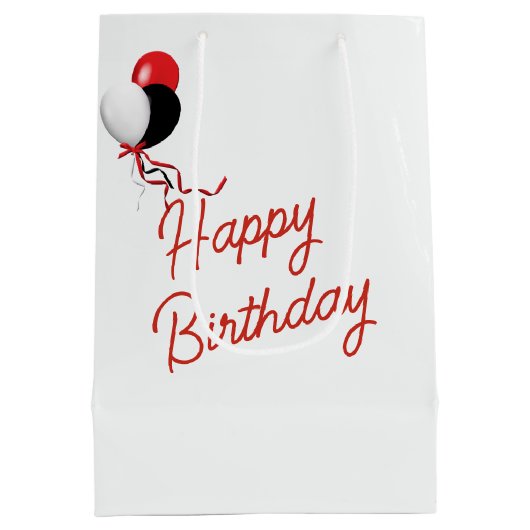 Verjaardag zwarte kat met rode Mok Medium Cadeauzakje (Achterkant)