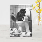 Verjaardag Zwarte kat Ontrollen van een toiletpapi Kaart (Gele Bloem)