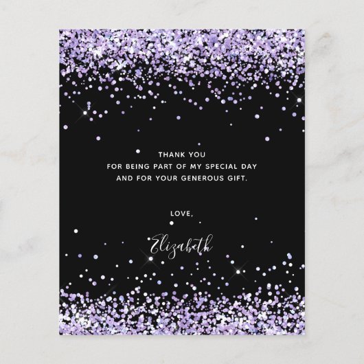 Verjaardag zwarte lavendel bedankkaart (Achterkant)