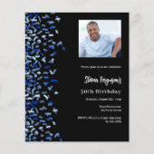 Verjaardag zwarte marine blauwe foto uitnodiging (Voorkant)