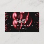 Verjaardag zwarte rode ballonnen feest RSVP Informatiekaartje (Achterkant)