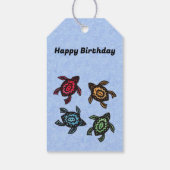 Verjaardag Zwarte Schildpadden Abstract gekleurde Cadeaulabel (Achterkant)