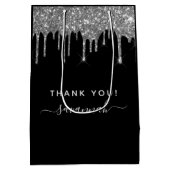 Verjaardag zwarte zilverglitter bedankt voor je gu medium cadeauzakje (Achterkant)