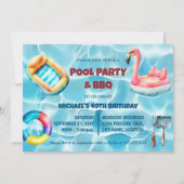 Verjaardag Zwembad Party en BBQ Kaart (Voorkant)