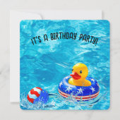 Verjaardag Zwembad Party Met Gele Eend Kaart (Voorkant)