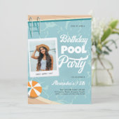 Verjaardag Zwembad Party Zomer Cool Tiener Tween F Kaart (Staand voorkant)