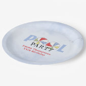 Verjaardag Zwembad Party Zomer Leuk Strand Ballen Papieren Bordje (Gekanteld)