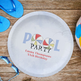 Verjaardag Zwembad Party Zomer Leuk Strand Ballen Papieren Bordje