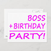 Verjaardagen bazen: baas + verjaardag = feest uitnodiging briefkaart (Voorkant / Achterkant)