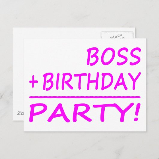 Verjaardagen bazen: baas + verjaardag = feest uitnodiging briefkaart (Voorkant / Achterkant)