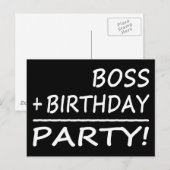 Verjaardagen bazen: baas + verjaardag = feest uitnodiging briefkaart (Voorkant / Achterkant)