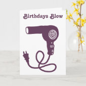 Verjaardagen blaas aangepaste bericht paarse föhn kaart (Gele Bloem)
