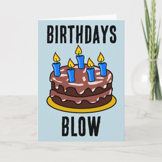 VERJAARDAGEN BLAAS GRAPPIG CAKE WENSKAART KAART (Voorkant)