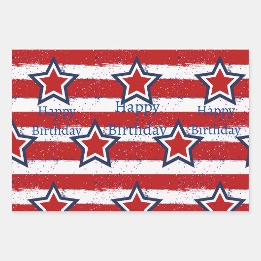 Verjaardagen met Uncle Sam Inpakpapier Vel (Voorkant 2)