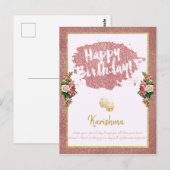 verjaardagen Persoonlijke naamswijziging Roos goud Briefkaart (Voorkant / Achterkant)