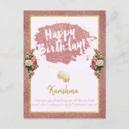 verjaardagen Persoonlijke naamswijziging Roos goud Briefkaart