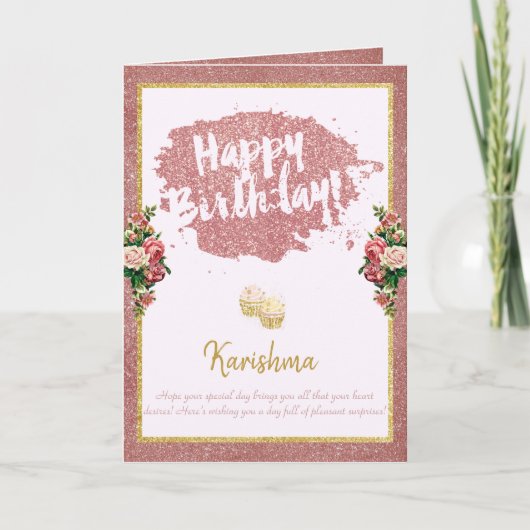 verjaardagen Persoonlijke naamswijziging Roos goud Kaart (Voorkant)